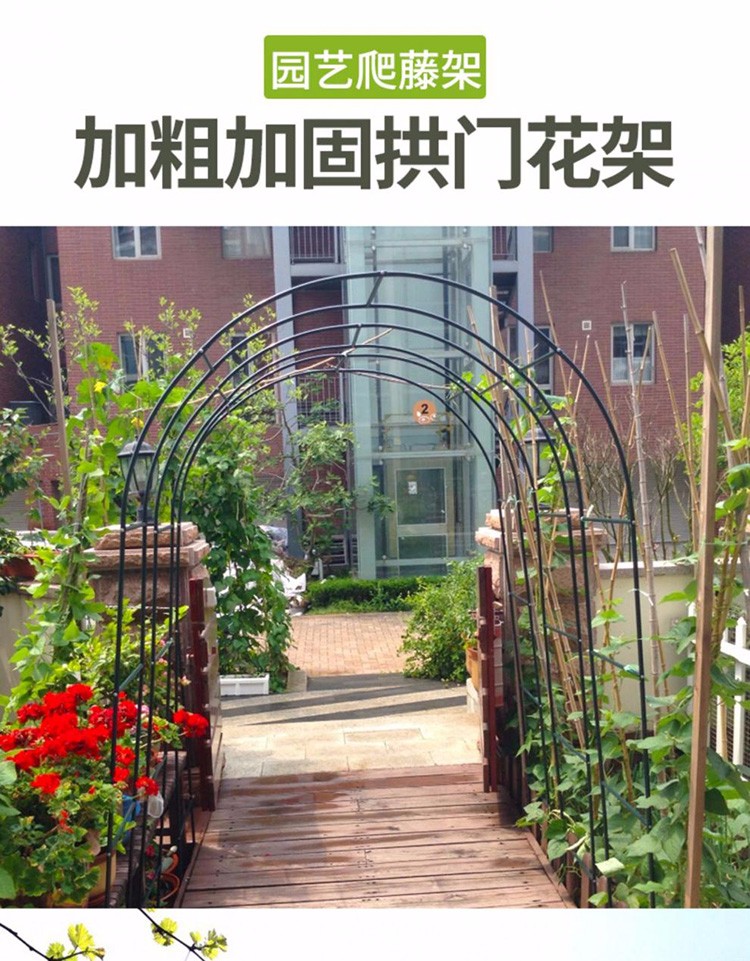 铁艺户外葡萄引路架拱门花架蔷薇爬藤架子月季丝瓜拱形攀爬花支架 墨绿色
