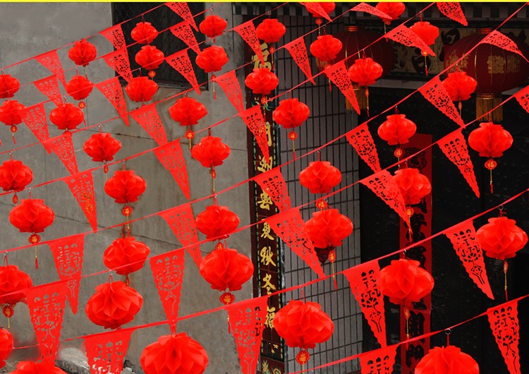 结婚婚礼彩旗婚礼装饰场景布置拉花镂空三角串旗刀旗店铺开业彩旗灯笼