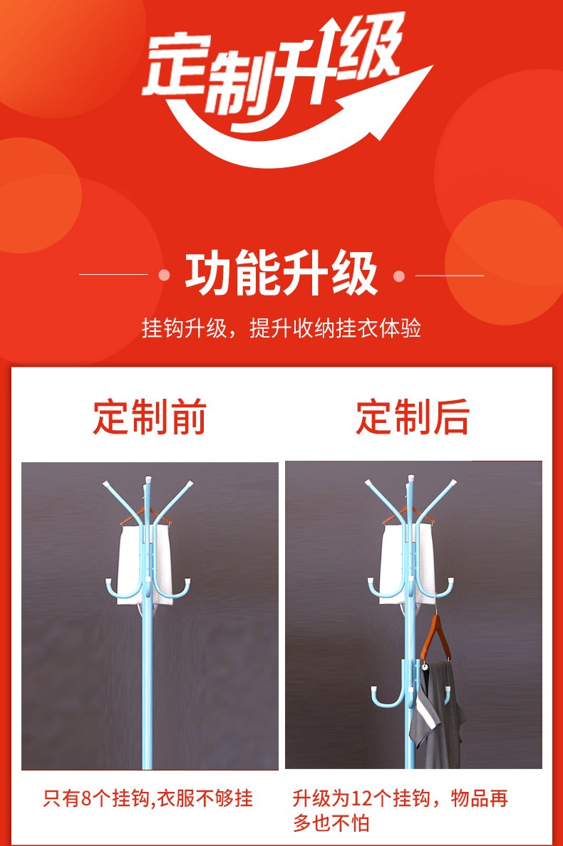 乐活时光 简易铁艺衣帽架落地挂衣架宿舍家用衣服架宿舍家用现代简约衣架子 大号清新蓝