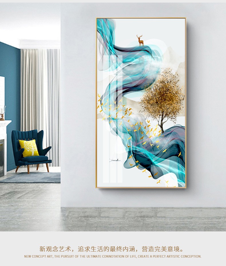 佰水峰现代简约玄关画竖版玄关装饰画走廊挂画过道壁画客厅轻奢立体