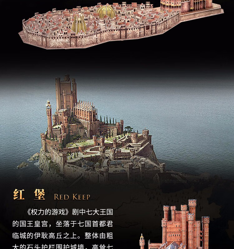 权力的游戏城堡模型周边冰与火之歌地图手办权利的游戏 高难度成人