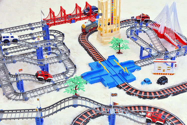 儿童玩具男孩轨道车玩具车多层电动过山车小火车头套装亲子互动高铁