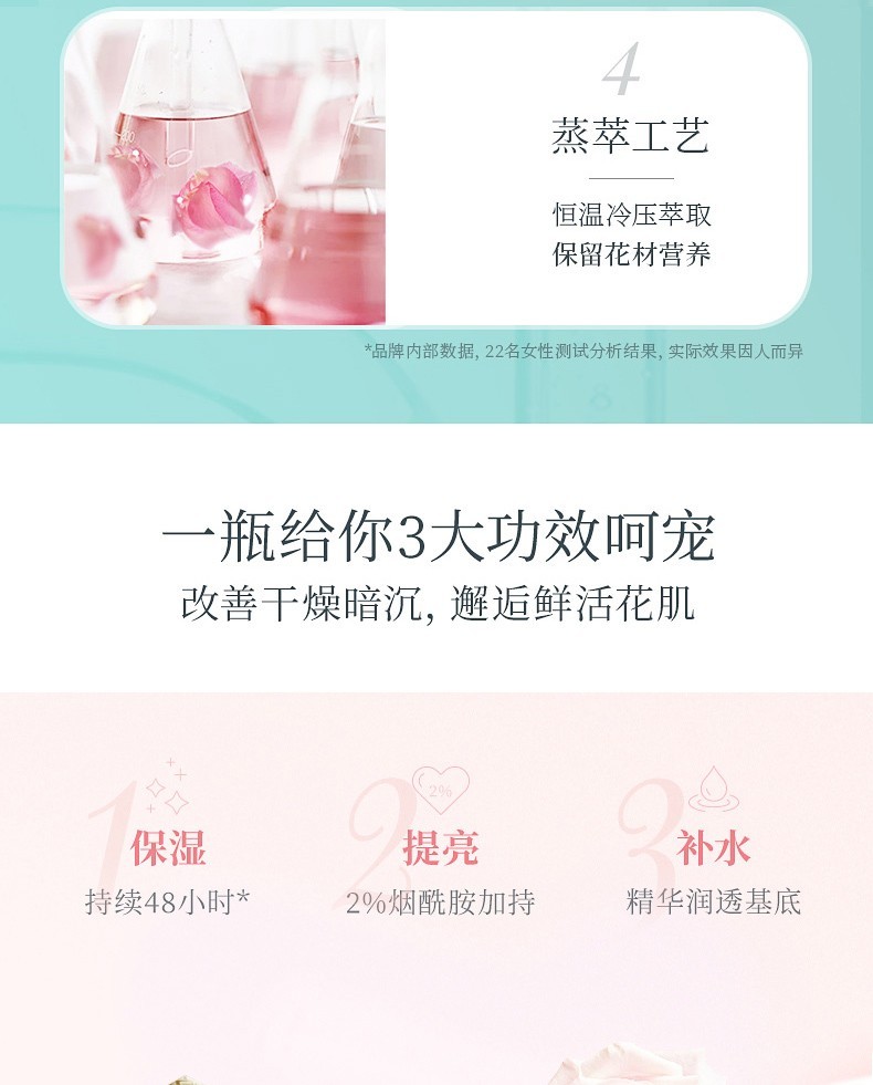 百雀羚（PECHOIN） 爽肤水女 三生花精华水补水保湿烟酰胺收缩毛孔化妆水提亮肤色护肤品 玫瑰花瓣精华水100ml