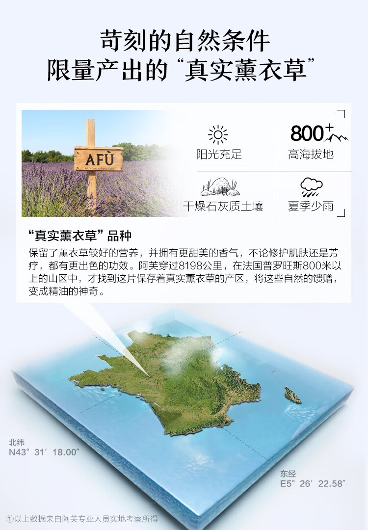 阿芙（AFU） 薰衣草精油10ml 缓解痘痘淡化痘印 放松心情 精油香薰 面部按摩