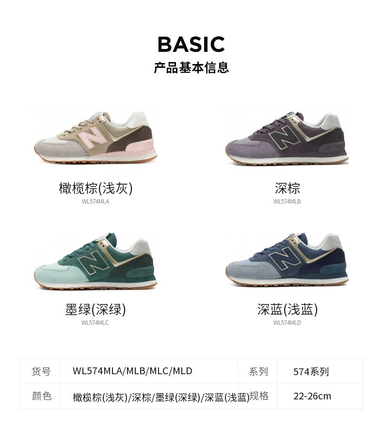 NewBalance NB官方574系列女鞋WL574MLA复 