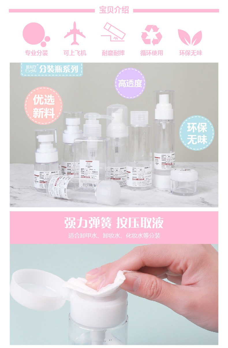 屈臣氏（Watsons）【屈臣氏】BEAUTYCRUSH PET旅行分装瓶便携分装喷雾瓶 乳液瓶18毫升