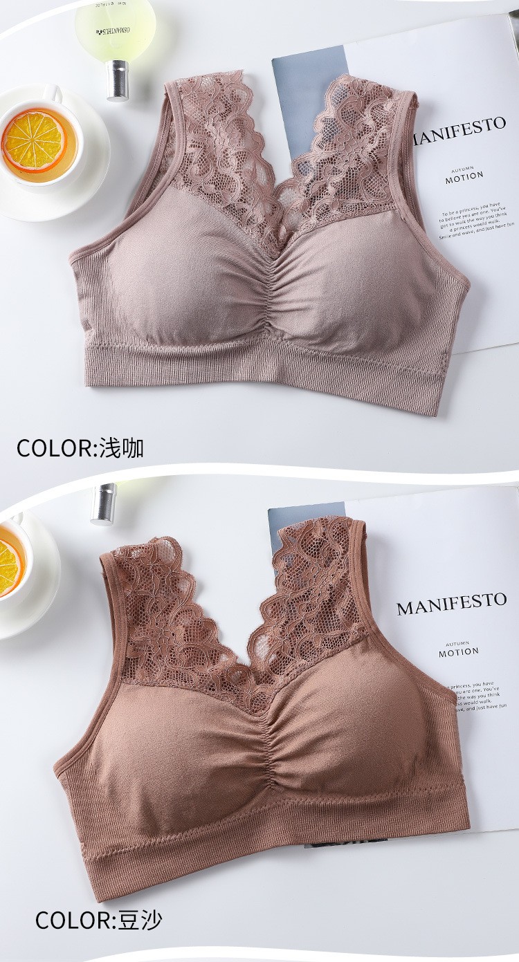 femly法曼丽 无缝蕾丝美背抹胸舒适性感防走光无钢圈背心裹胸n1931 深