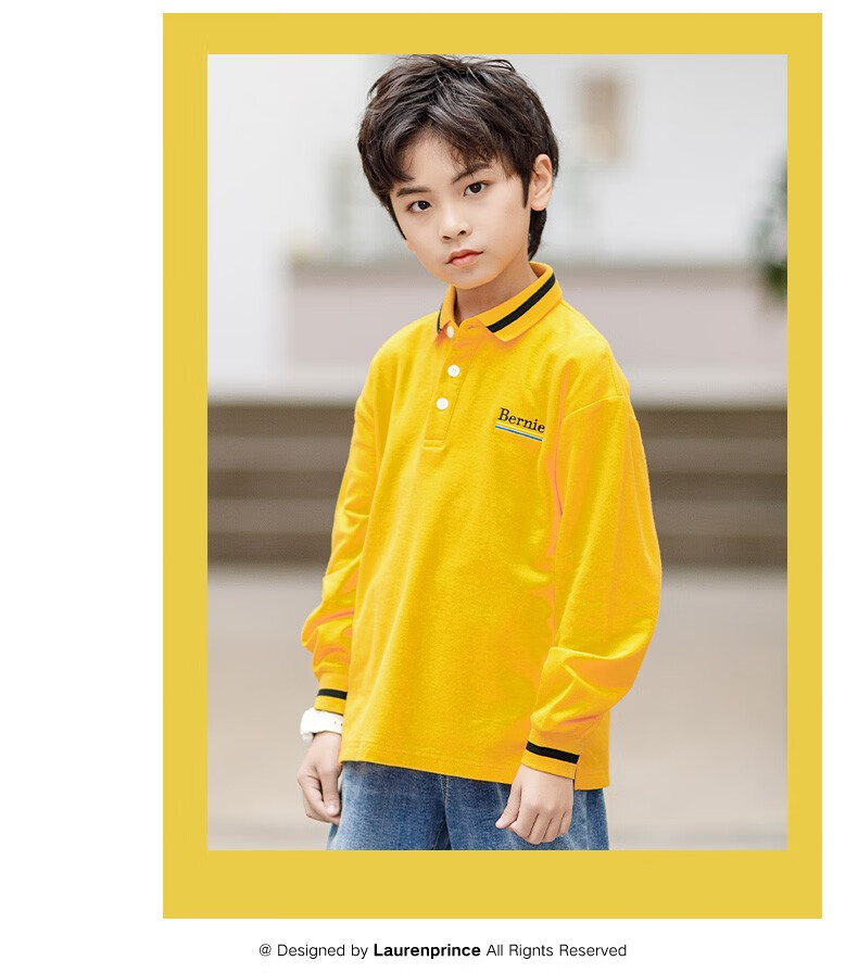 2020春装新款学生校服8-18岁男童翻领polo衫青少年品牌儿童纯棉打底衫