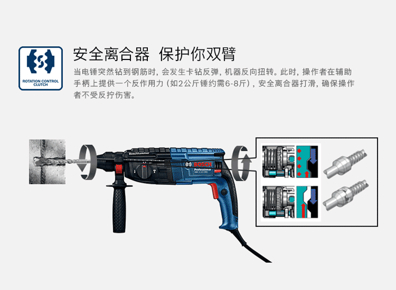 博世(bosch)电锤gbh2-24re冲击钻电钻电动工具 标配