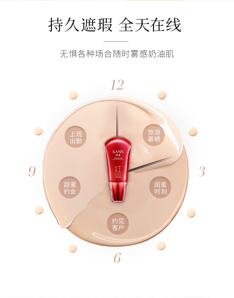 韩束白红BB霜隔离遮瑕补水保湿亮肤色粉底素颜霜护肤品倍润亮颜修容霜 【倍润红BB】韩束倍润亮颜修容霜
