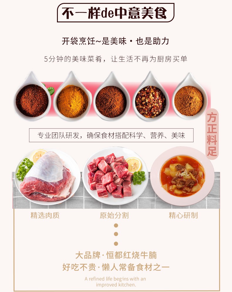 恒都 红烧牛腩半成品 开袋加热 250g*5袋*2件 图3