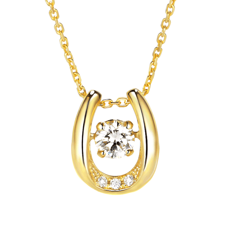 健新珠宝 18k黄金灵动系列钻石项链锁骨链 半心海豚彩金吊坠女士 套链