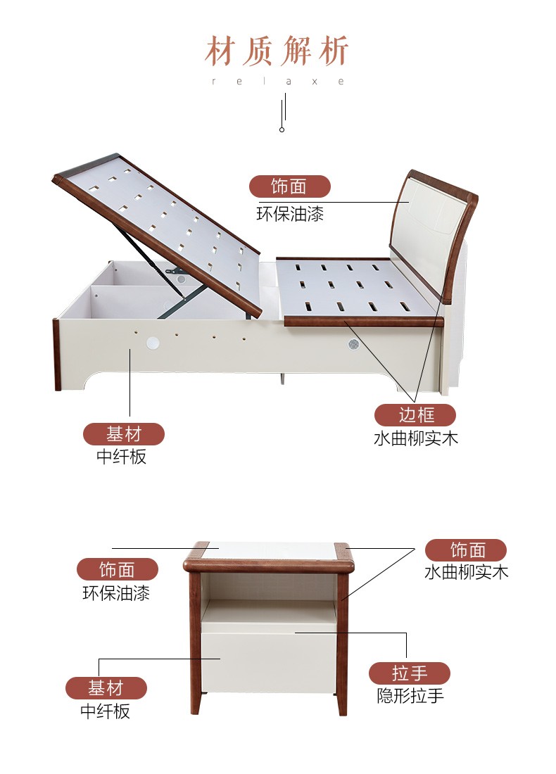 全友家私 高箱床 双人床 现代简约储物收纳床 主卧室家具123602 高箱