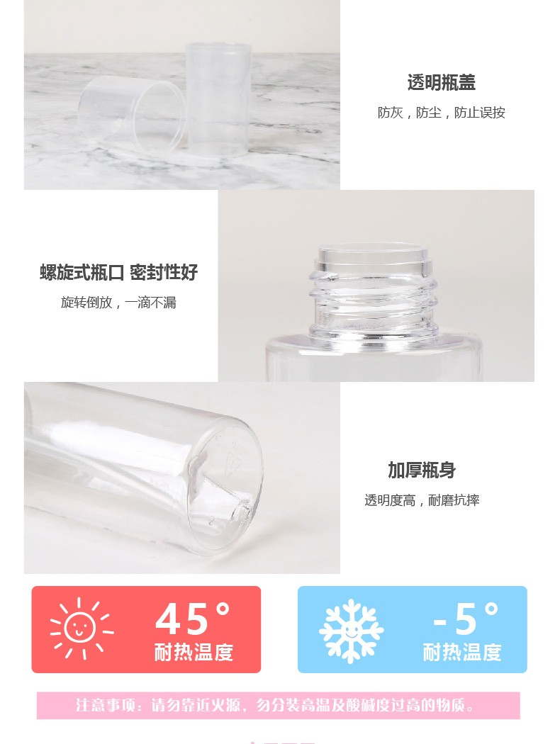 屈臣氏（Watsons）【屈臣氏】BEAUTYCRUSH PET旅行分装瓶便携分装喷雾瓶 乳液瓶18毫升