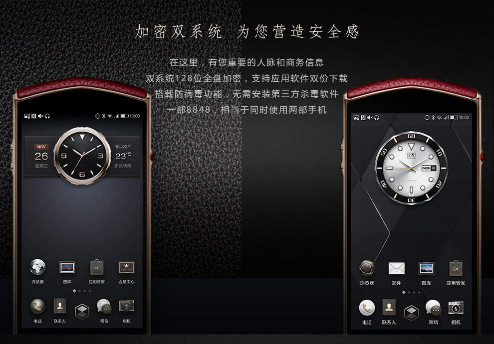 8848钛金手机 M4石榴红订制款双卡双待双系统