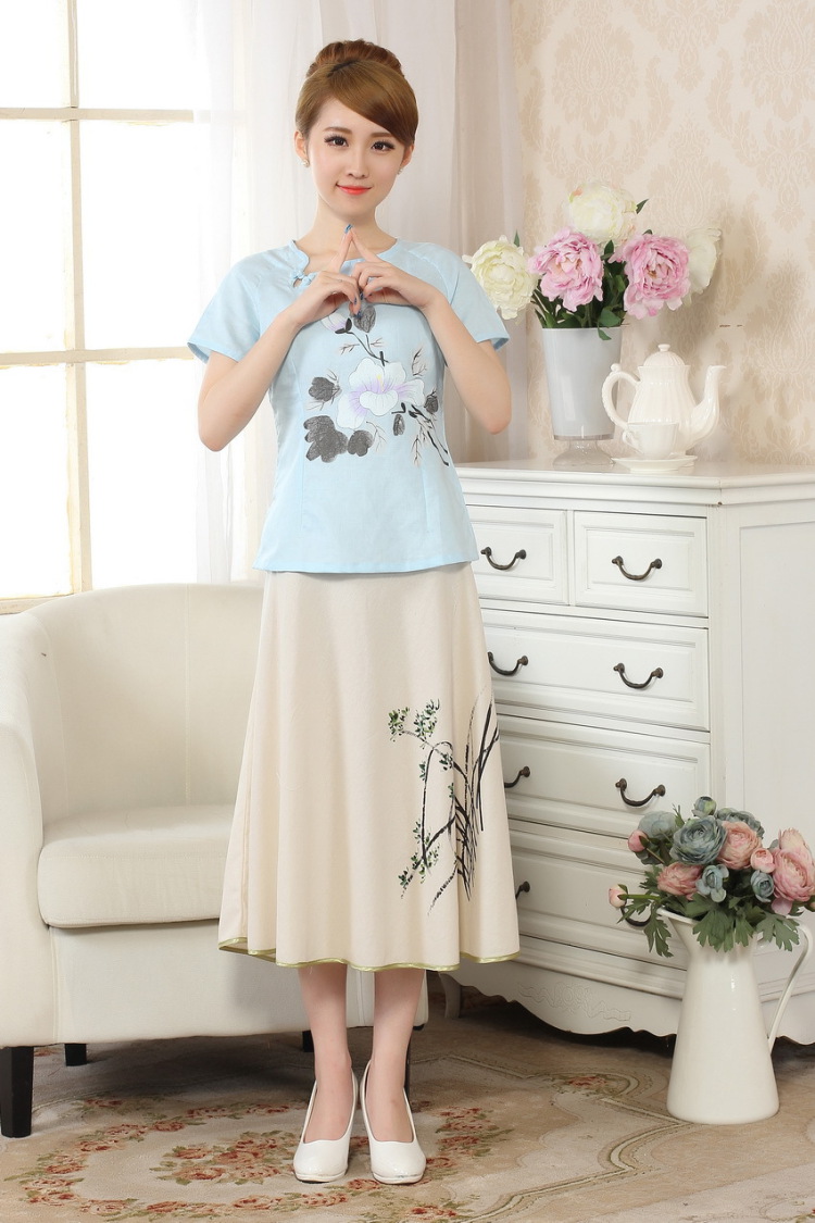 The frequency response, Ms. Tang Women's clothes summer wear T-shirt short-sleeved cotton the hand-painted shirt ethnic wind female picture color 2 XL pictures, price, brand platters! Elections are good character, the national distribution, so why buy now enjoy more preferential! Health