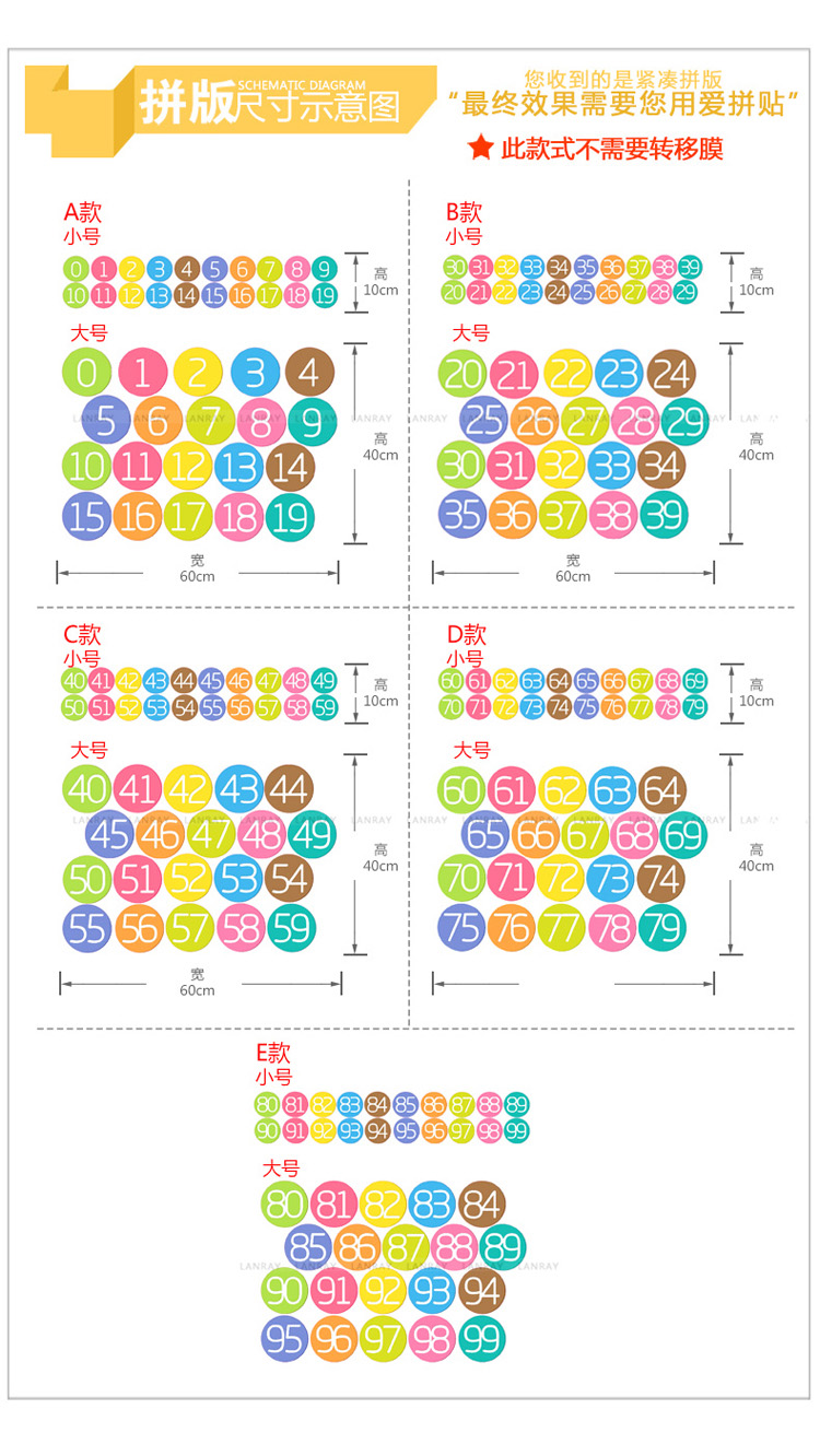 
                                                                                蓝瑞数字贴纸圆形号码贴 宾馆网吧餐桌座位编号儿童房早教幼儿园墙贴 B款  数字21-40 小                