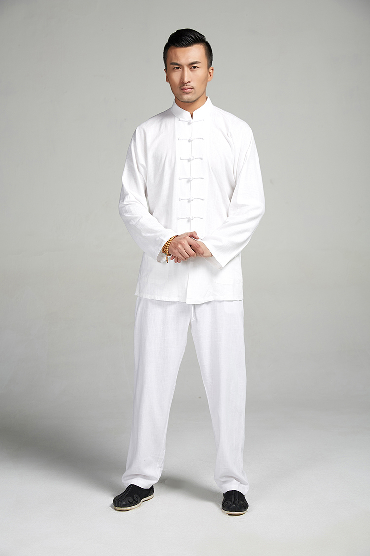 De-tong Kit T-shirt + pants 100% linen long-sleeved Chinese the howling ghost the double-shoulder 7 snap spring Tang jackets Chinese wind and Tai Chi uniforms white XL pictures, price, brand platters! Elections are good character, the national distribution, so why buy now enjoy more preferential! Health