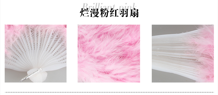 
                                        仕彩 万圣节儿童表演演出羽毛扇折叠扇精美绒羽 密集羽毛多彩多色 白色                