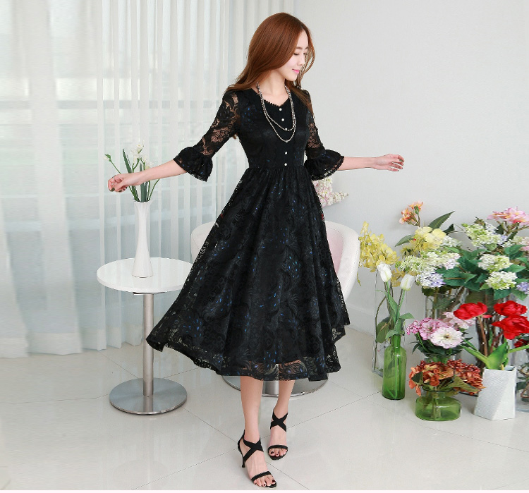 C.o.d. 2015 Summer new stylish classic Korean leisure temperament retro 7 cuff-color Phoenix lace dresses in large long skirt blue XL Photo, prices, brand platters! The elections are supplied in the national character of distribution, so action, buy now enjoy more preferential! As soon as possible.