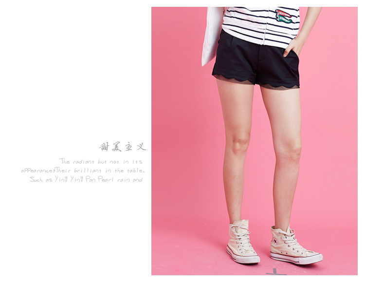 麦尼熊 2015年夏韩版蕾丝少女热裤 韩版修身百搭学生短裤女 白色 XL
