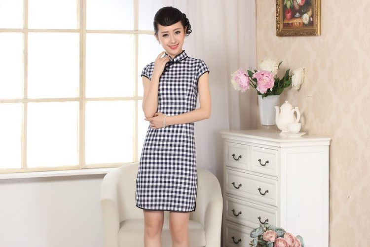 For Pont Sondé Diane cotton the retro plaid short-sleeved qipao improved daily republic of linen clothes summer cheongsam dress D 0247 XXL pictures, price, brand platters! Elections are good character, the national distribution, so why buy now enjoy more preferential! Health