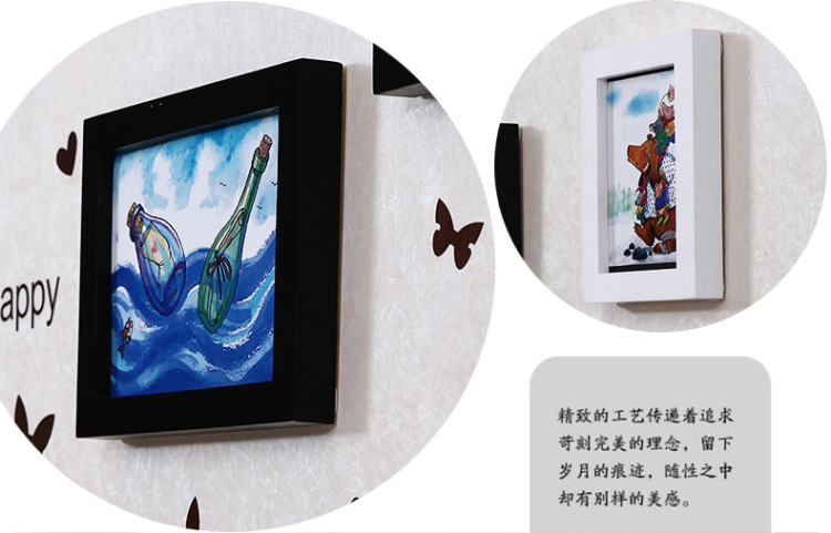 佰御祥 实木照片墙相框墙欧式卧室结婚照挂墙相片墙组合创意家居饰品14框照片墙 纯白爱情海