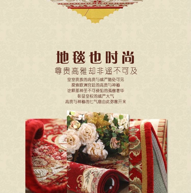 嘉德奥地毯客厅地毯可机洗欧式卧室茶几地毯防滑环保地毯 可机洗 可水洗 177酒红色 120CM*180CM