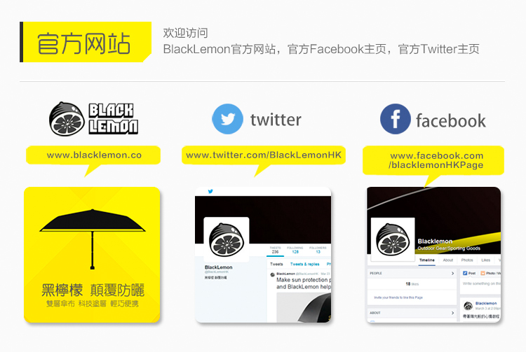 BlackLemon mini黑柠檬超轻太阳伞遮阳伞 超强防晒伞防紫外线 时尚黑胶小黑伞 经典黑