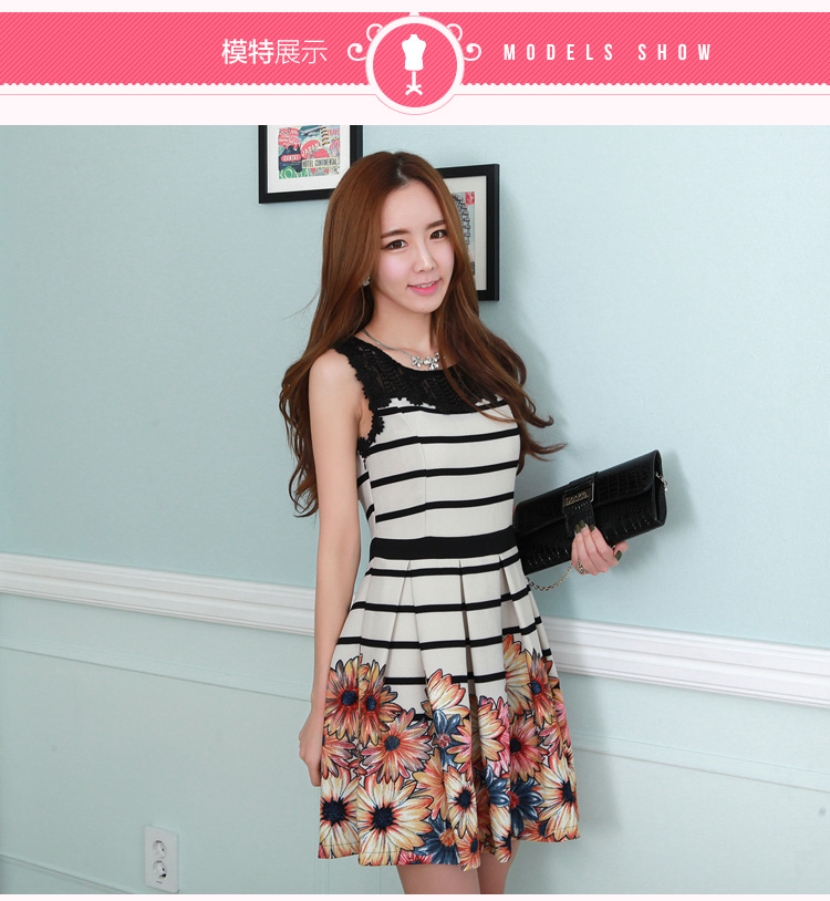 C.o.d. 2015 Summer new stylish classic Korean leisure temperament sleeveless lace stitching streaks positioning flower elegant graphics thin black skirt XXXXL picture, prices, brand platters! The elections are supplied in the national character of distribution, so action, buy now enjoy more preferential! As soon as possible.