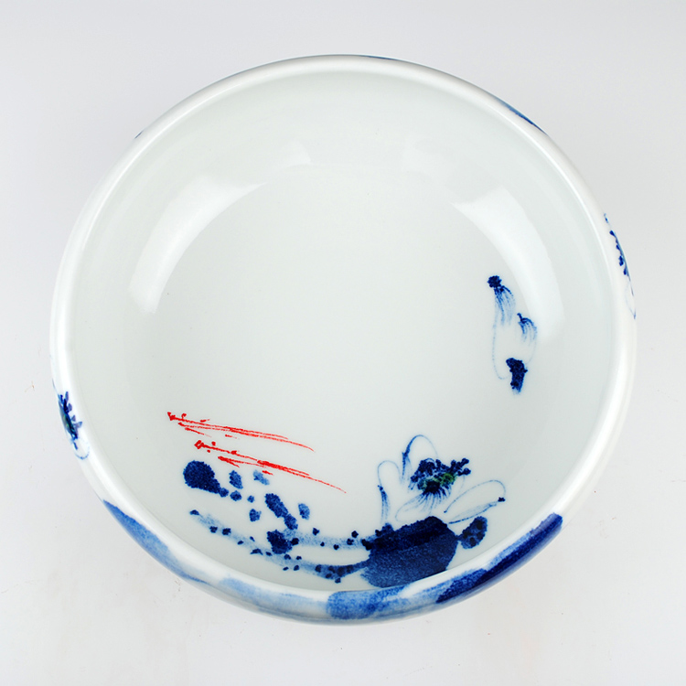 
                                        陶之念 景德镇陶瓷器 清香荷花金鱼缸盆乌龟缸睡莲水浅水仙 家居摆件 清香带底座                