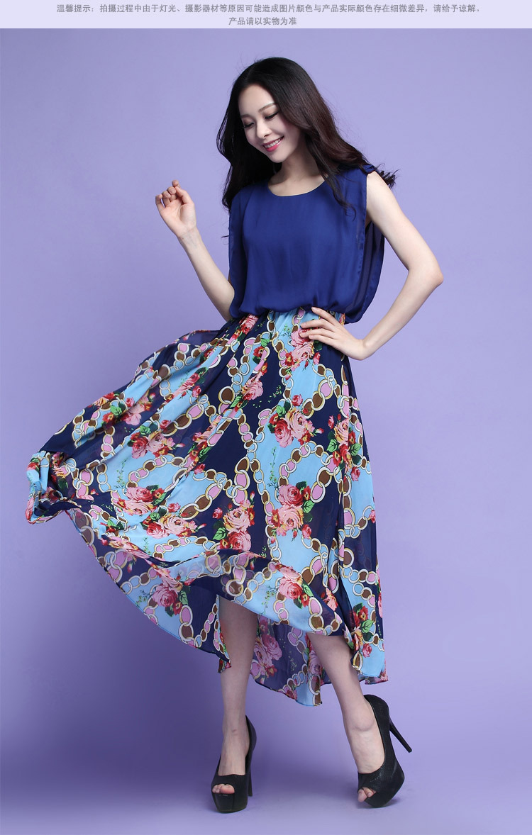 C.o.d. 2015 Summer new stylish casual relaxd large temperament thick sister Bohemia stamp chiffon skirt long skirt leave two cents XXXL Blue Photo, prices, brand platters! The elections are supplied in the national character of distribution, so action, buy now enjoy more preferential! As soon as possible.