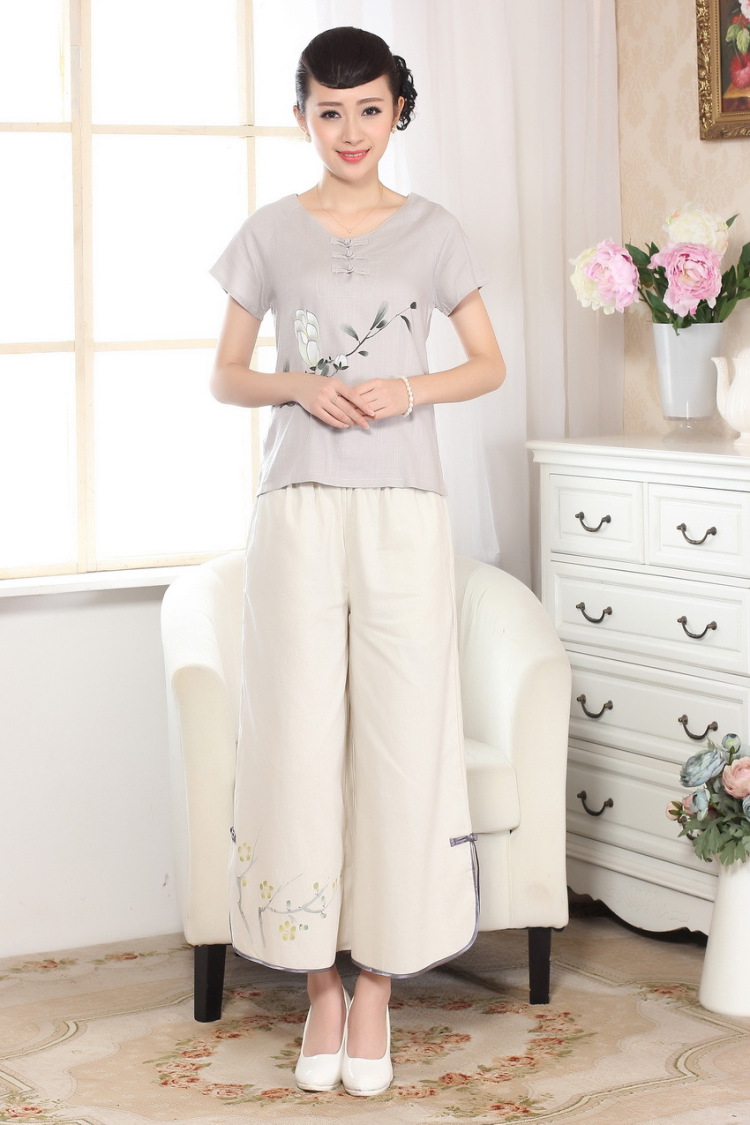 The frequency response, Ms. Tang Women's clothes summer T-shirt short-sleeved cotton Ma hand-painted shirt ethnic wind women A gray 2 XL pictures, price, brand platters! Elections are good character, the national distribution, so why buy now enjoy more preferential! Health