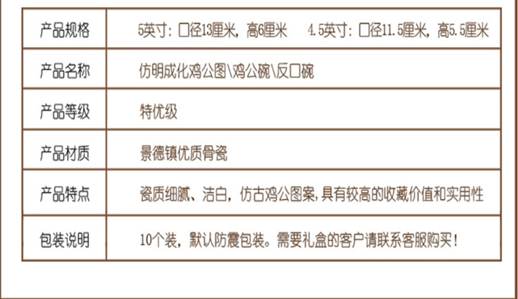 
                                                                                瓷物语仿古瓷碗陶瓷米饭碗高脚餐具碗中瓷碗 仿明鸡公碗单个 4.5英寸                