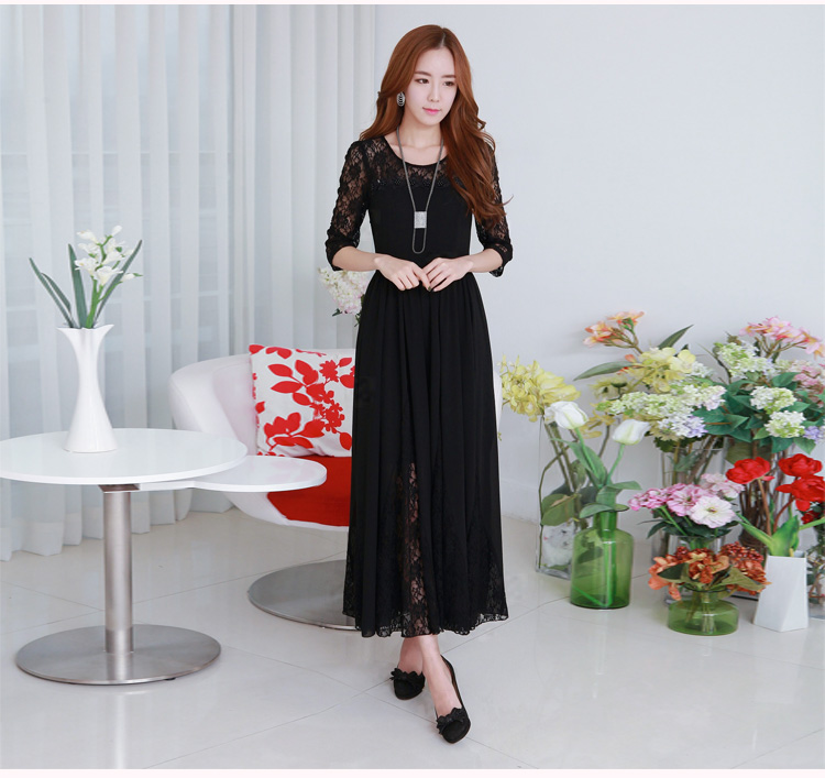 C.o.d. 2015 Summer new stylish classic Korean leisure temperament lace stitching chiffon dresses large long skirt black XXXL Sau San pictures, prices, brand platters! The elections are supplied in the national character of distribution, so action, buy now enjoy more preferential! As soon as possible.