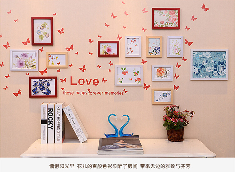 
                                        娜芸 13框相框照片墙组合 创意装饰画相框组合相片墙油画装饰画客厅卧室画 白蓝色                