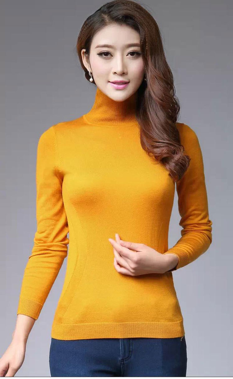 职业阿玛施特秋冬羊毛衫高领多色毛衣修身显瘦女针织衫打底衫 白色针织衫 S(2码)