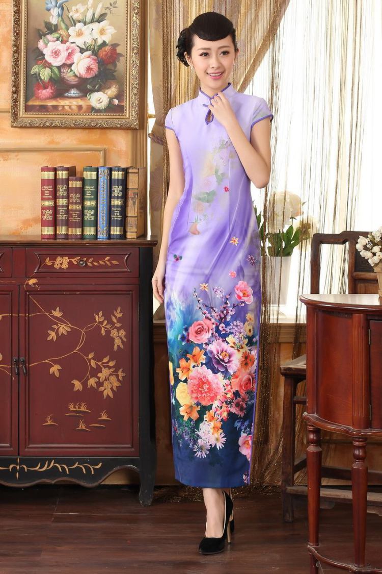 For Pont Sondé Ms. Diana Chinese qipao Diane Fang drops short-sleeved cultivating long double robes purple XXL pictures, price, brand platters! Elections are good character, the national distribution, so why buy now enjoy more preferential! Health