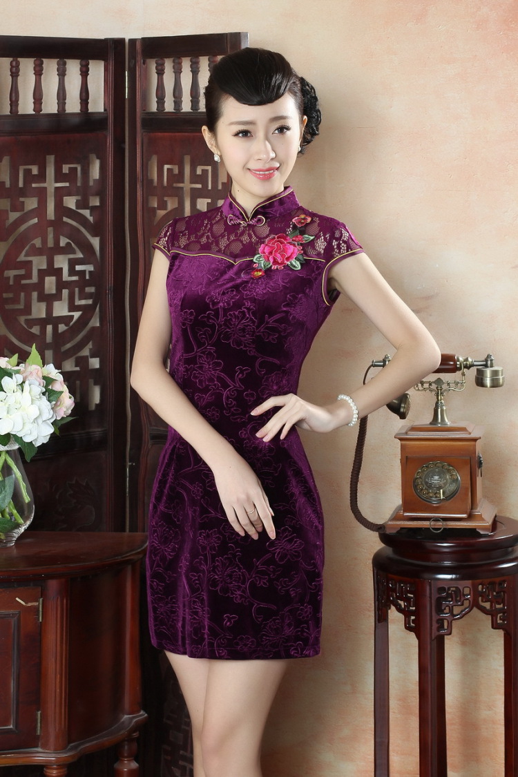 For Pont Sondé Diane summer new female lace cheongsam dress improved daily thin embroidered cheongsam D 0256 - B XXL pictures, price, brand platters! Elections are good character, the national distribution, so why buy now enjoy more preferential! Health