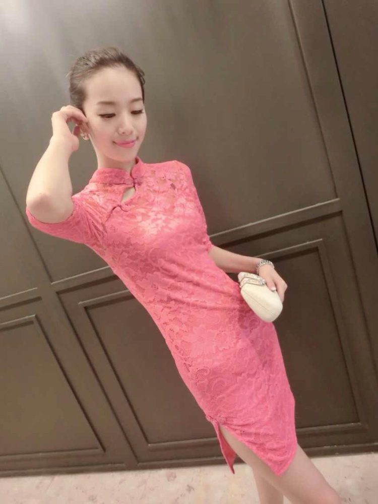 and aviation-ting 2015 European site new lace beauty graphics thin cheongsam dress pink XL pictures, price, brand platters! Elections are good character, the national distribution, so why buy now enjoy more preferential! Health