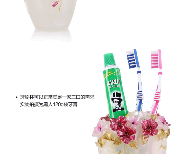 
                                        欧式卫浴洗漱五件套装精美浪漫浴室用品树脂绘画浮雕香皂盒创意时尚新婚礼品礼物 红花绿叶五件套                