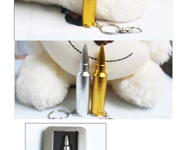 金属子弹头U盘16G刻名字 个性AK47子弹优盘 创意子弹U盘32G64G128G 128G金色专刻名字