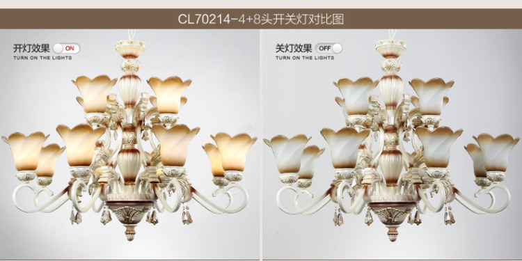 奥朵 欧式树脂吊灯客厅吊灯 田园卧室餐厅吊灯简欧吊灯70210 8头-CL70212 含3W E27暖白球泡