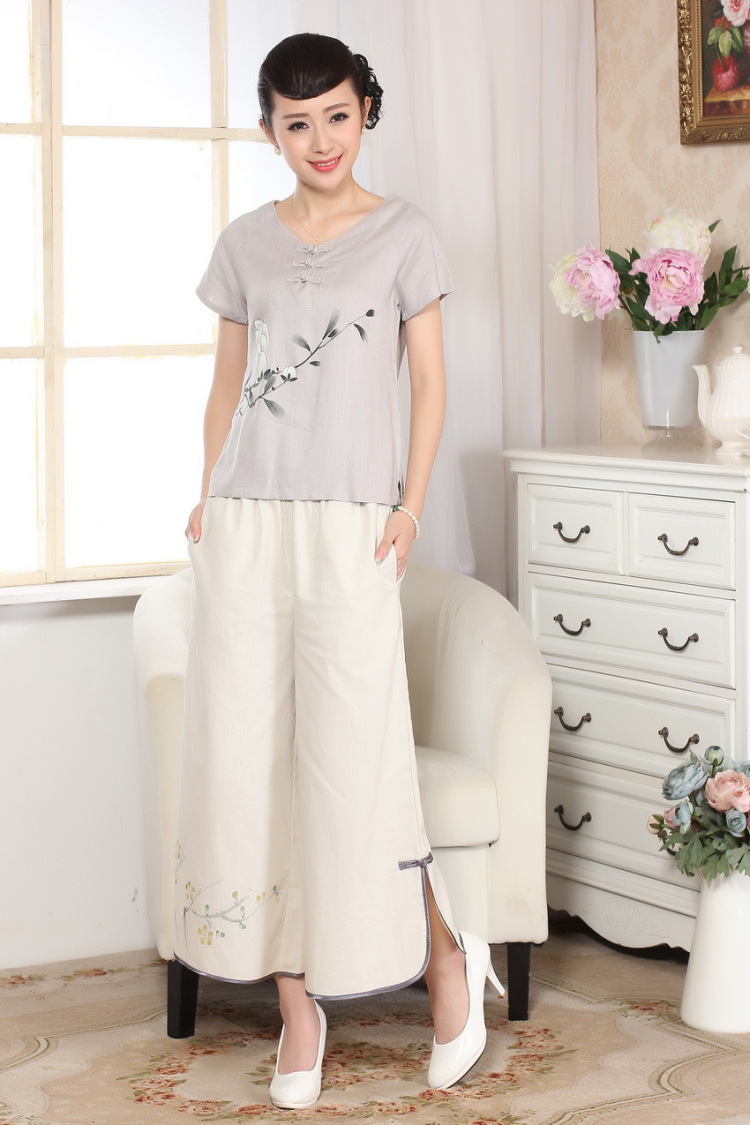 The frequency response, Ms. Tang Women's clothes summer T-shirt short-sleeved cotton Ma hand-painted shirt ethnic wind women A gray 2 XL pictures, price, brand platters! Elections are good character, the national distribution, so why buy now enjoy more preferential! Health