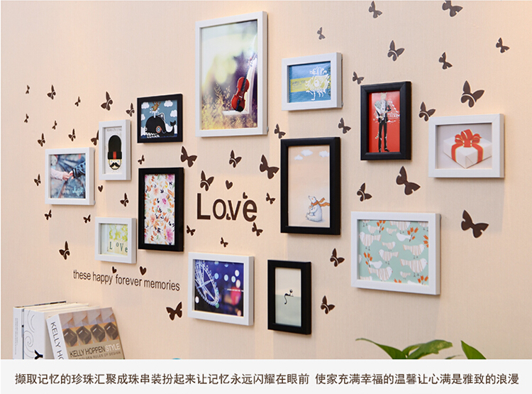 
                                        娜芸 13框相框照片墙组合 创意装饰画相框组合相片墙油画装饰画客厅卧室画 白蓝色                