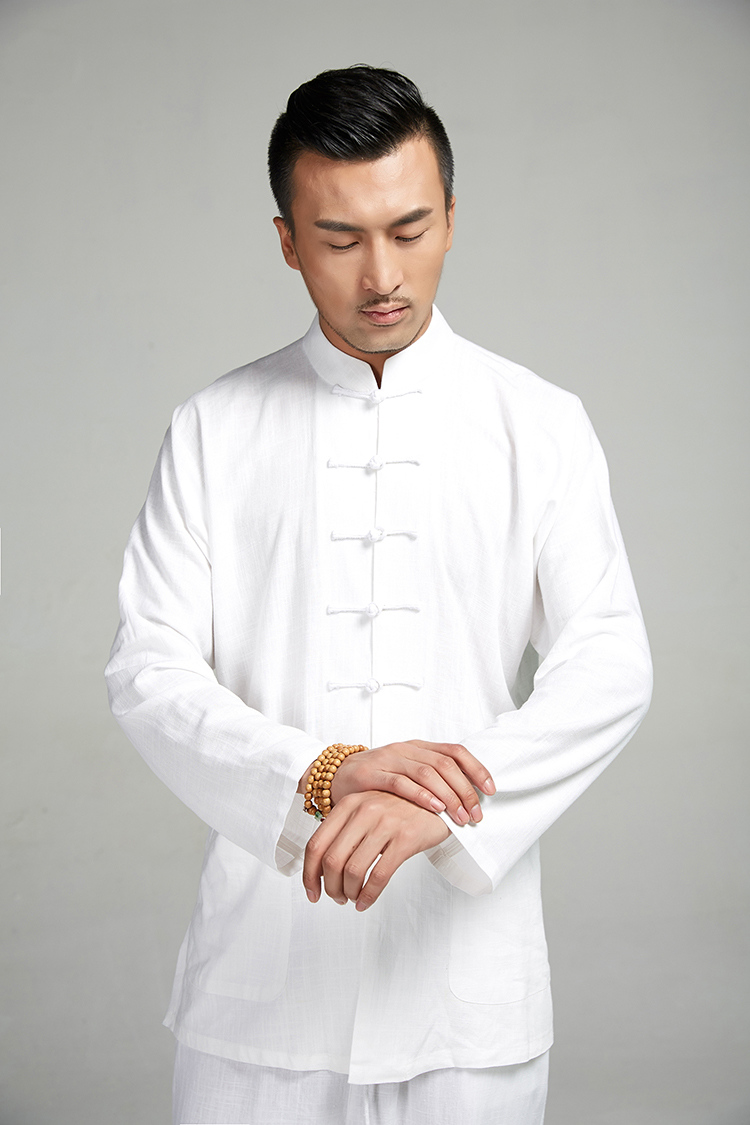 De-tong Kit T-shirt + pants 100% linen long-sleeved Chinese the howling ghost the double-shoulder 7 snap spring Tang jackets Chinese wind and Tai Chi uniforms white XL pictures, price, brand platters! Elections are good character, the national distribution, so why buy now enjoy more preferential! Health