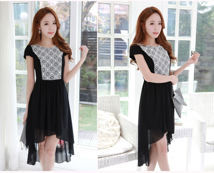 C.o.d. 2015 Summer new stylish look sexy Korean New dovetail skirt long after the former short video thin temperament elegant chiffon lace dresses XXXL black picture, prices, brand platters! The elections are supplied in the national character of distribution, so action, buy now enjoy more preferential! As soon as possible.