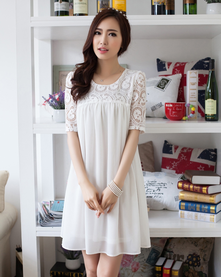 Yi Li Xuan 2015 summer new thick MM the fat and pregnant women with skirt lace stitching snow woven large code dresses female black 4 XL pictures, price, brand platters! Elections are good character, the national distribution, so why buy now enjoy more preferential! Health