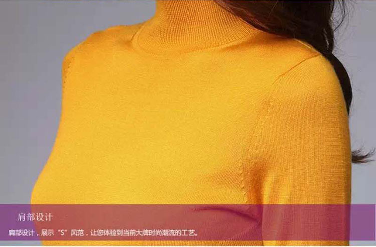 职业阿玛施特秋冬羊毛衫高领多色毛衣修身显瘦女针织衫打底衫 白色针织衫 S(2码)