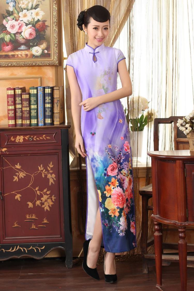 The frequency response, Ms. Tang cheongsam with Diane Fong water droplets collar short-sleeve cultivating long double cheongsam - A purple 2 XL pictures, price, brand platters! Elections are good character, the national distribution, so why buy now enjoy more preferential! Health